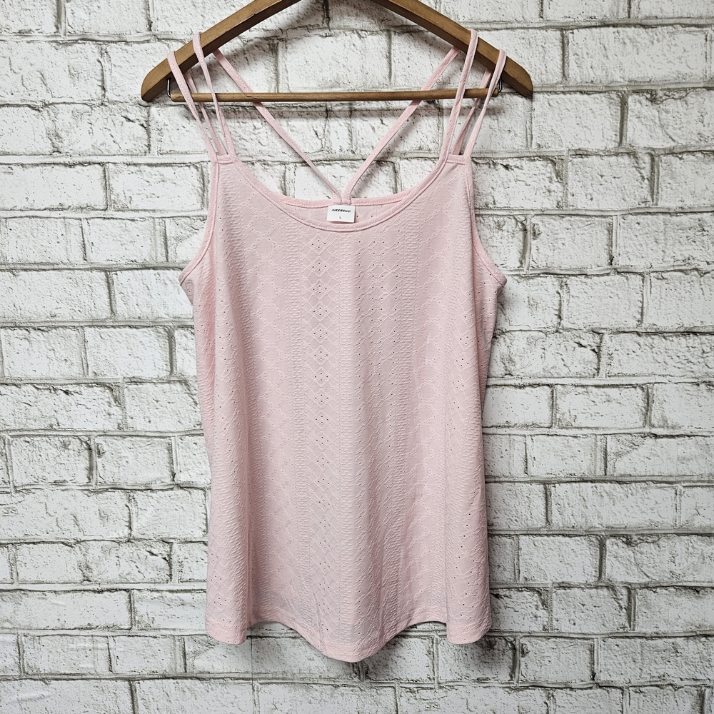 Xieerduo Women's Light Pink Patterned Spaghetti Strap Camisole Size L